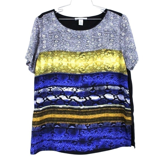 Kenneth Cole Snakeskin Print Blouse Career L NWOT Bright Colors animal Print - Picture 1 of 4